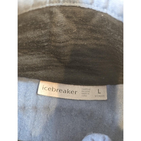 Icebreaker Jacket Womens Large Blue Full Zip Merino Wool Thumbholes Mock Neck - Picture 5 of 12